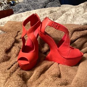 Orange/coral colored fun and funky shoes!